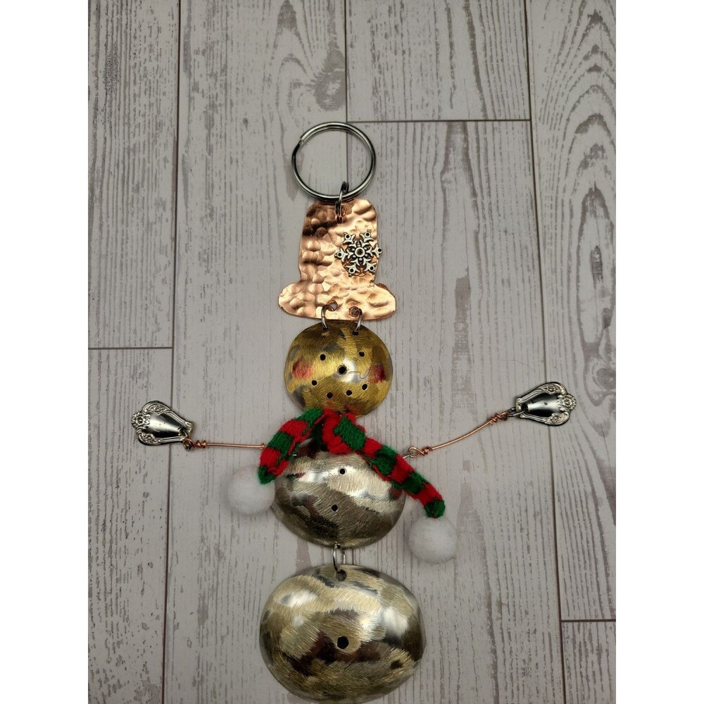 Handmade Metal Snowman Ornament 8.5" Rustic Christmas Holiday Wall Decor
